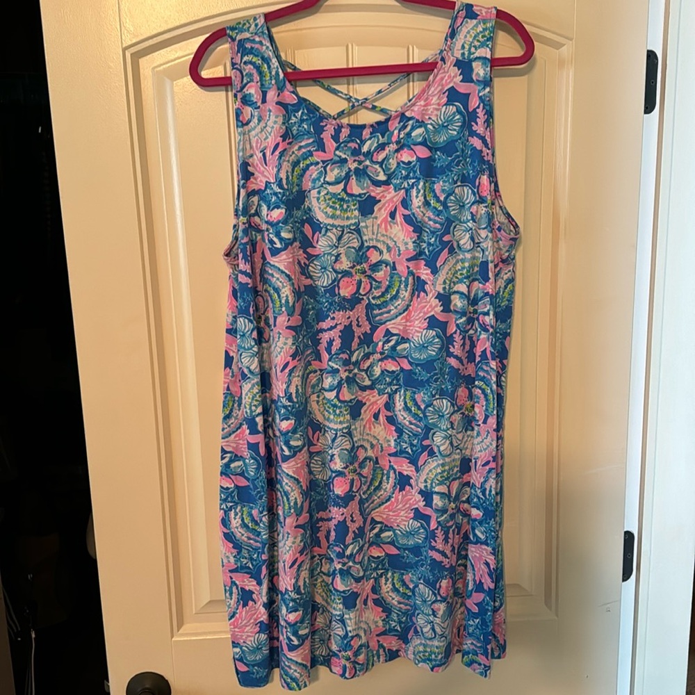 Lilly Pulitzer Blue, Pink & Green Floral Sleeveless Dress